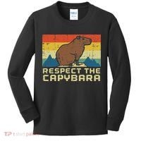 Respect The Capybara Retro Capy Rodent Animal Women Kids Long Sleeve Shirt thumb 0