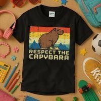 Respect The Capybara Retro Capy Rodent Animal Women Kids T-Shirt thumb 3