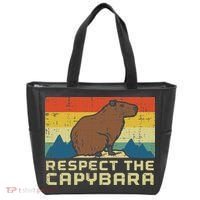 Respect The Capybara Retro Capy Rodent Animal Women Tote Bag thumb 0