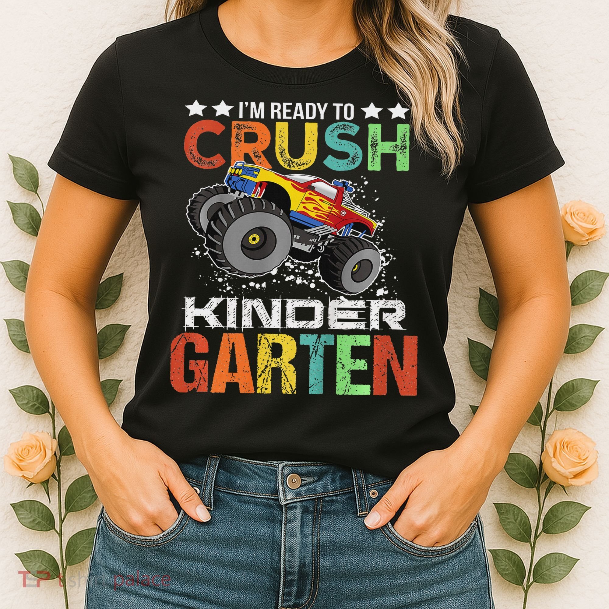 Ready To Crush Kindergarten Monster Truck Boy Back To School Women's T-Shirt