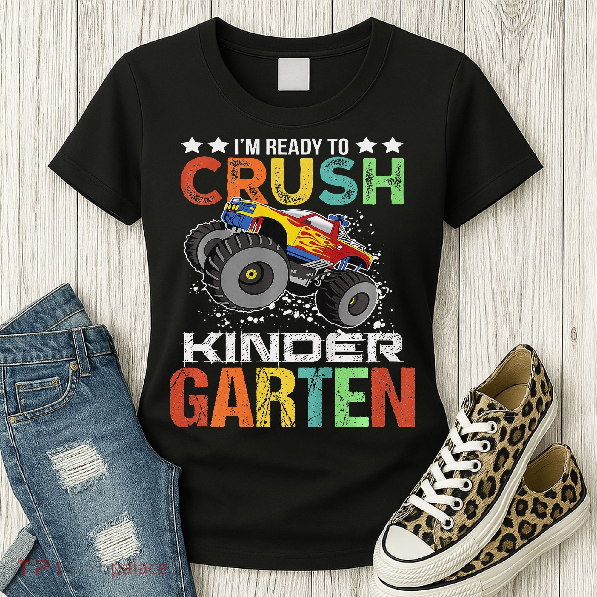 Ready To Crush Kindergarten Monster Truck Boy Back To School Women's T-Shirt
