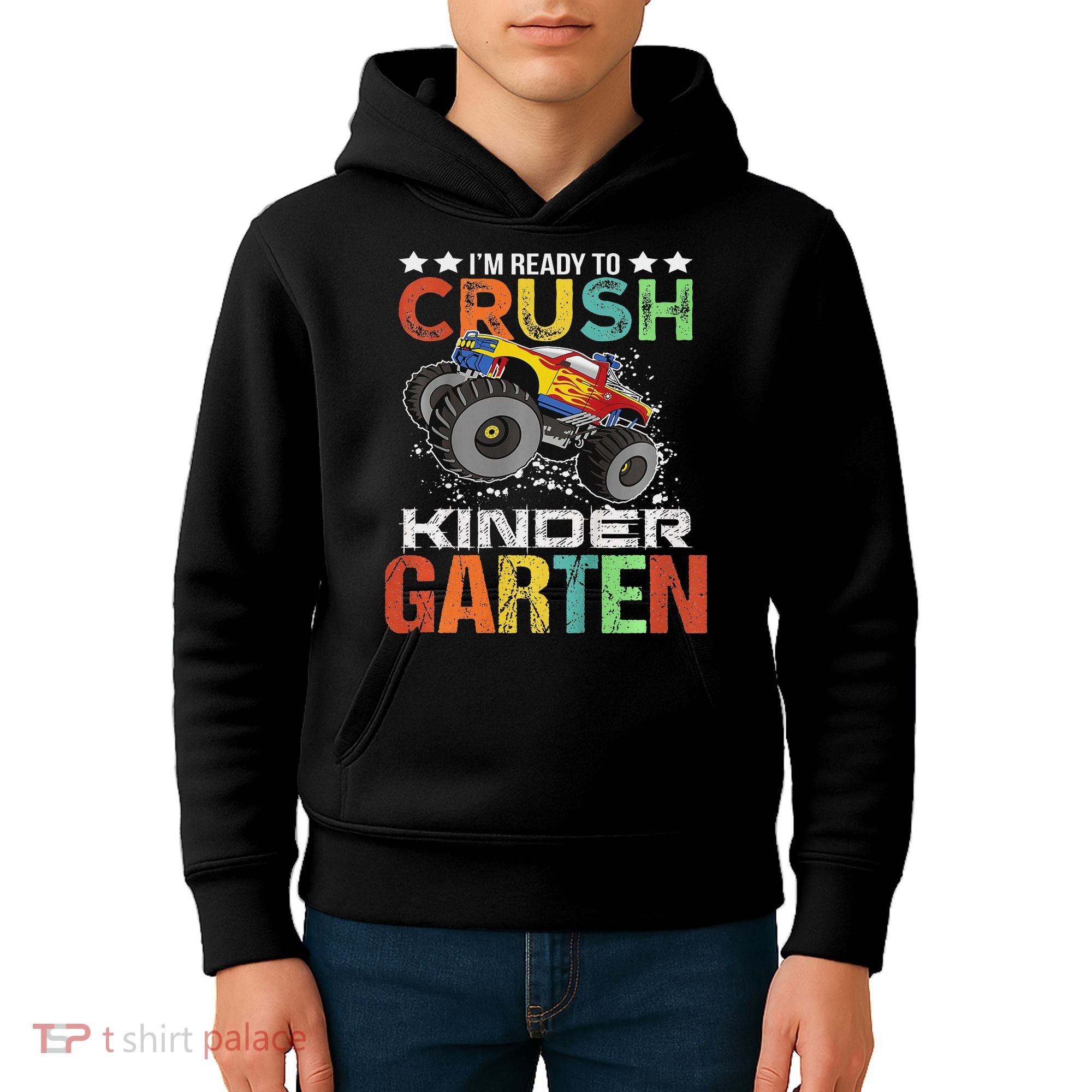 Ready To Crush Kindergarten Monster Truck Boy Back To School Kids Hoodie