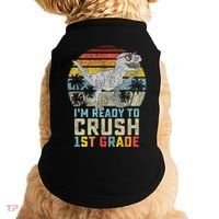 Ready To Crush First Grade 1st Day Of School Dinosaur Doggie Tank thumb 0