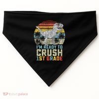 Ready To Crush First Grade 1st Day Of School Dinosaur USA-Made Doggie Bandana thumb 0