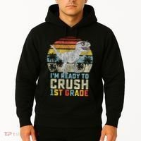 Ready To Crush First Grade 1st Day Of School Dinosaur Hoodie thumb 2