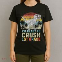 Ready To Crush First Grade 1st Day Of School Dinosaur T-Shirt thumb 4