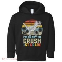 Ready To Crush First Grade 1st Day Of School Dinosaur Toddler Hoodie thumb 0