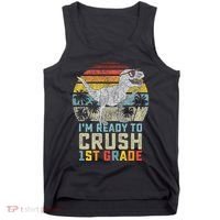 Ready To Crush First Grade 1st Day Of School Dinosaur Tank Top thumb 0