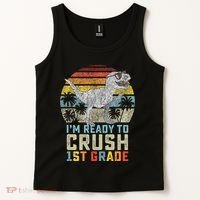 Ready To Crush First Grade 1st Day Of School Dinosaur Tank Top thumb 2