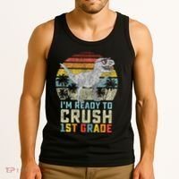 Ready To Crush First Grade 1st Day Of School Dinosaur Tank Top thumb 3