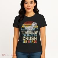 Ready To Crush First Grade 1st Day Of School Dinosaur Women's T-Shirt thumb 4