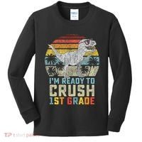Ready To Crush First Grade 1st Day Of School Dinosaur Kids Long Sleeve Shirt thumb 0