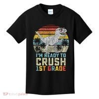 Ready To Crush First Grade 1st Day Of School Dinosaur Kids T-Shirt thumb 0