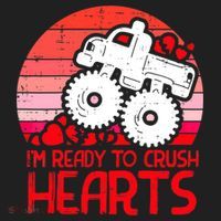 Ready To Crush Hearts Monster Truck Toddler Boys Valentine Urban Oversized Heavyweight T-Shirt thumb 2