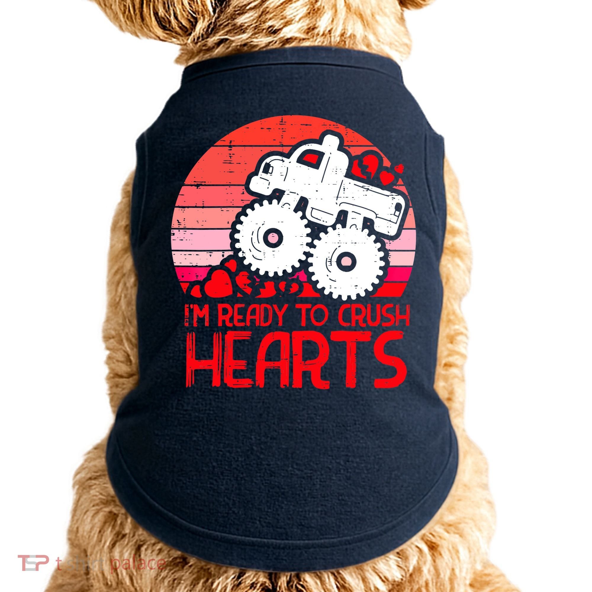 Ready To Crush Hearts Monster Truck Toddler Boys Valentine Doggie Tank