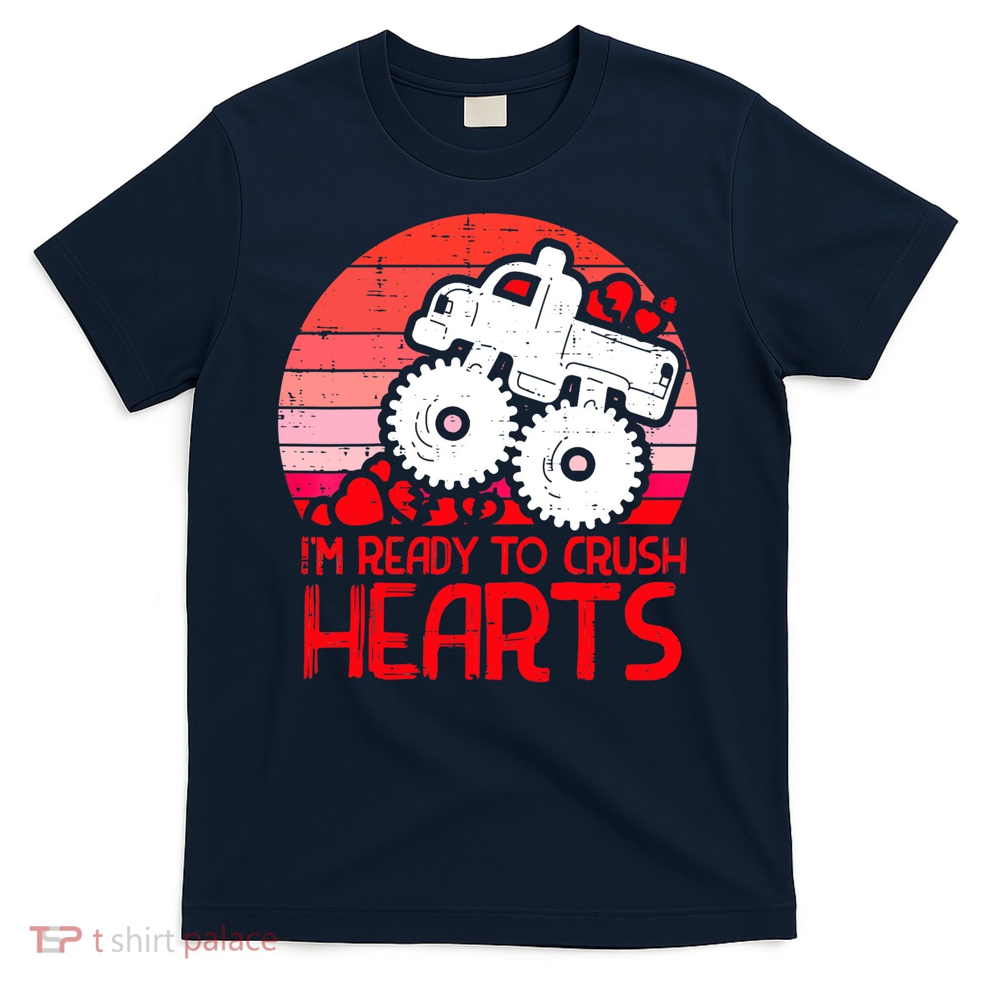 Ready To Crush Hearts Monster Truck Toddler Boys Valentine T-Shirt