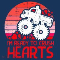 Ready To Crush Hearts Monster Truck Toddler Boys Valentine Women's Hoodie thumb 2