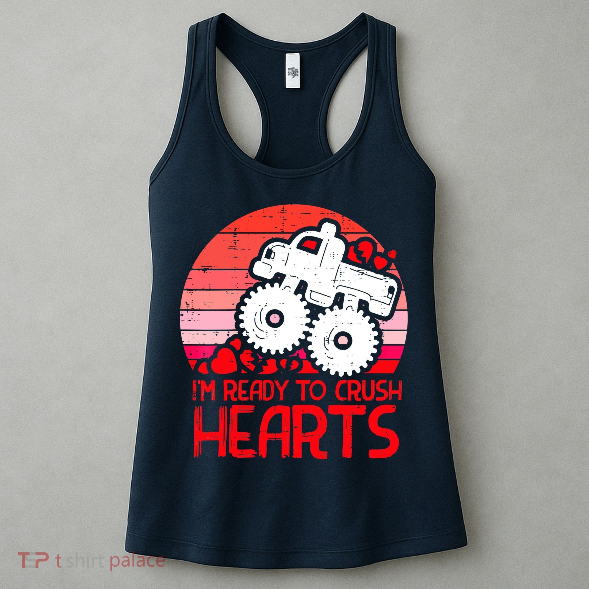 Ready To Crush Hearts Monster Truck Toddler Boys Valentine Women's Tank Top