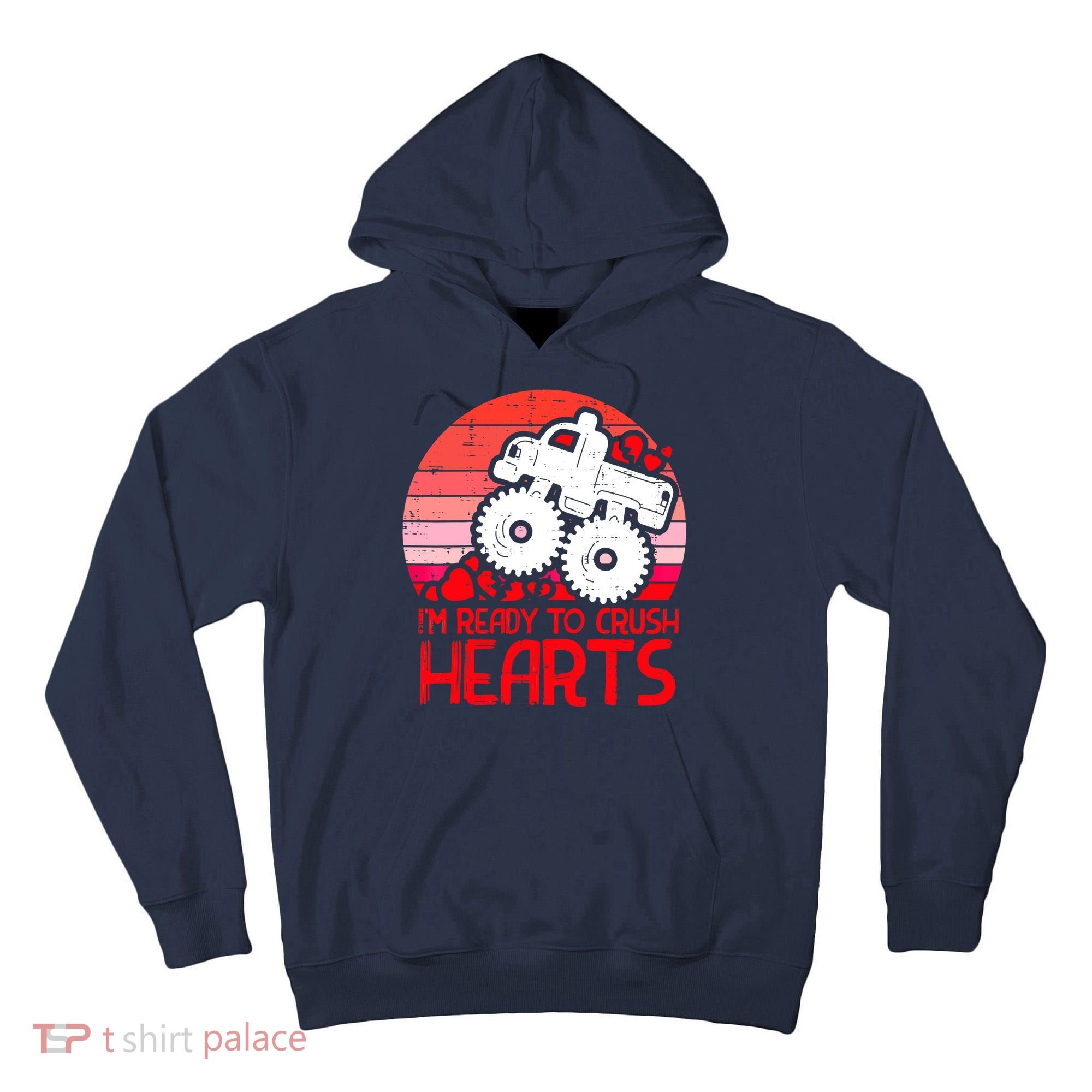 Ready To Crush Hearts Monster Truck Toddler Boys Valentine Tall Hoodie