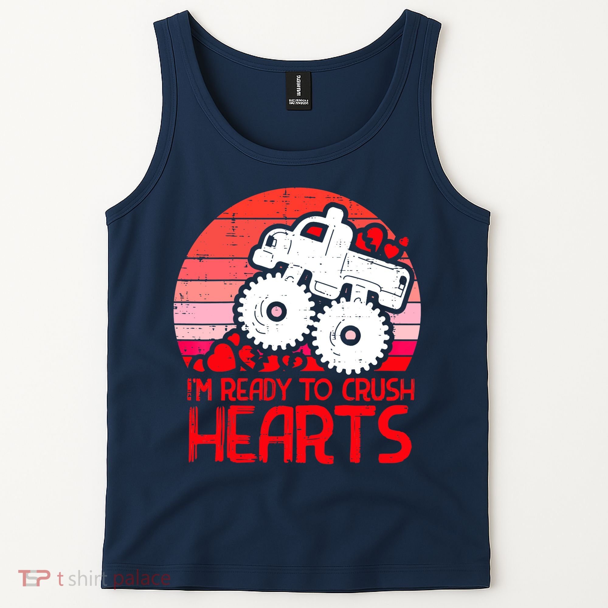 Ready To Crush Hearts Monster Truck Toddler Boys Valentine Tank Top