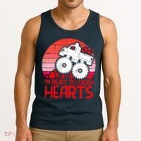 Ready To Crush Hearts Monster Truck Toddler Boys Valentine Tank Top thumb 3