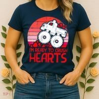 Ready To Crush Hearts Monster Truck Toddler Boys Valentine Women's T-Shirt thumb 2