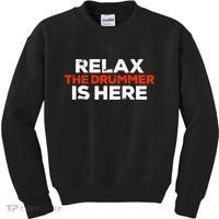 Relax The Drummer Is Here Musician Gift Kids Sweatshirt thumb 0
