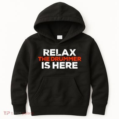 Relax The Drummer Is Here Musician Gift Kids Hoodie