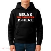Relax The Drummer Is Here Musician Gift Kids Hoodie thumb 4