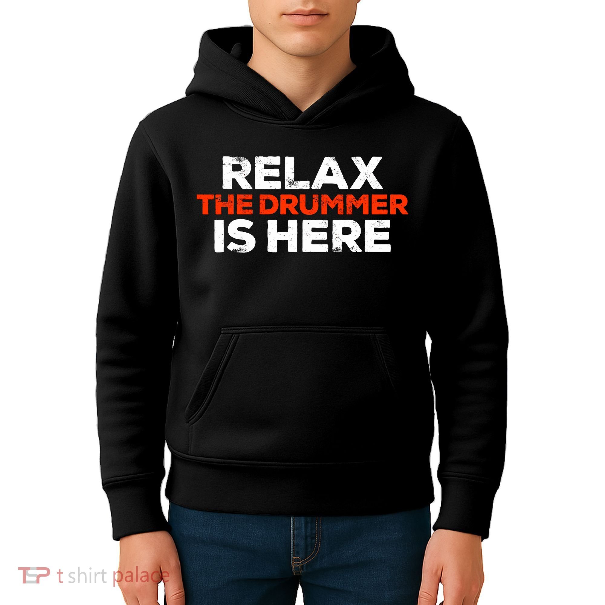 Relax The Drummer Is Here Musician Gift Kids Hoodie