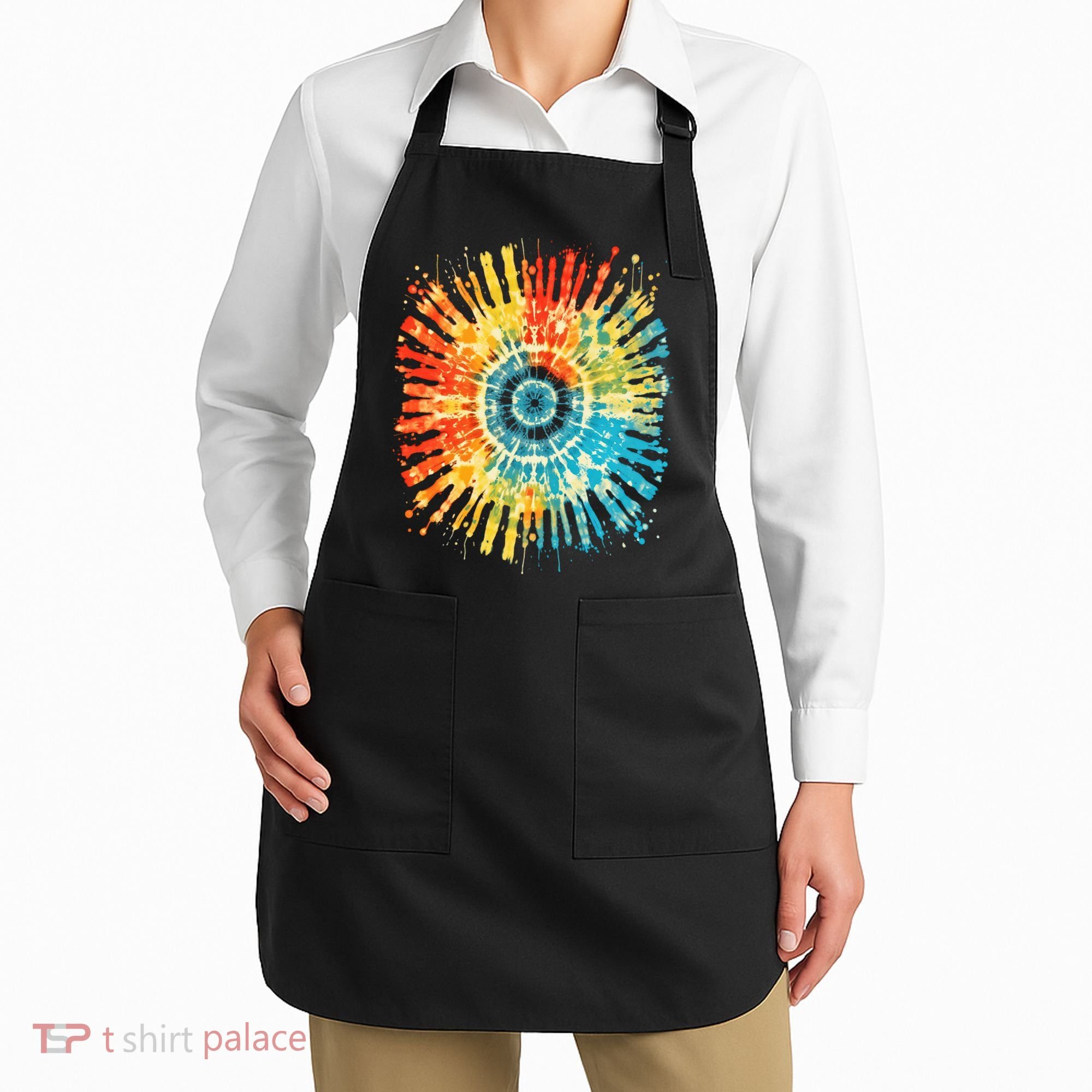 Retro Tie Dye 60s 70s Hippie Aesthetic Graphic Art 100 Apron