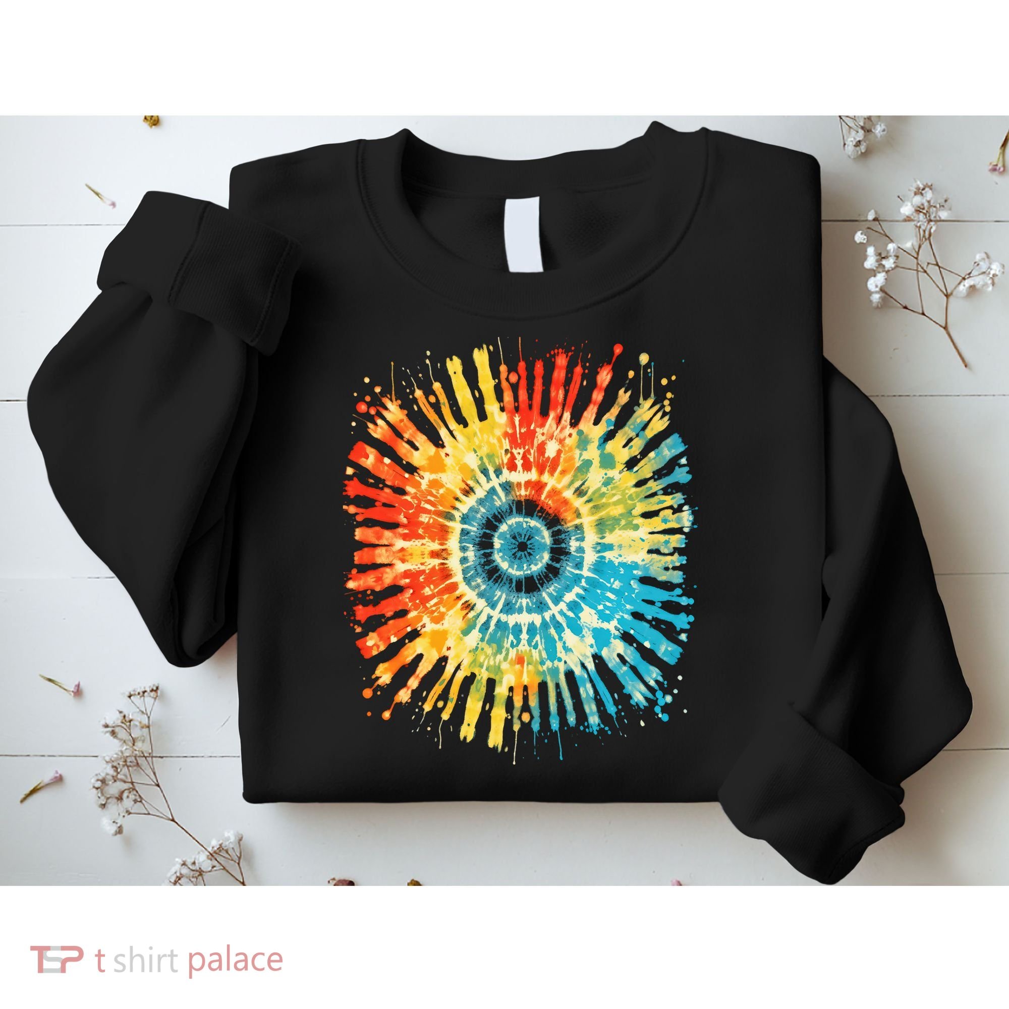 Retro Tie Dye 60s 70s Hippie Aesthetic Graphic Art 100 Sweatshirt