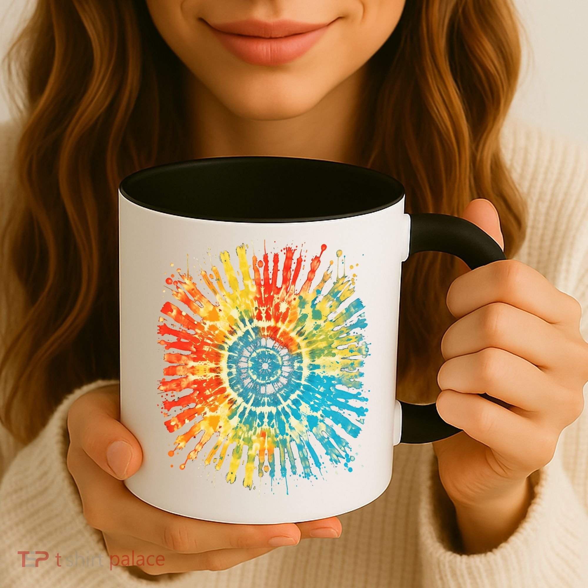 Retro Tie Dye 60s 70s Hippie Aesthetic Graphic Art 100 Coffee Mug