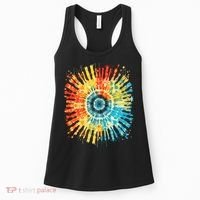 Retro Tie Dye 60s 70s Hippie Aesthetic Graphic Art 100 Women's Tank Top thumb 0
