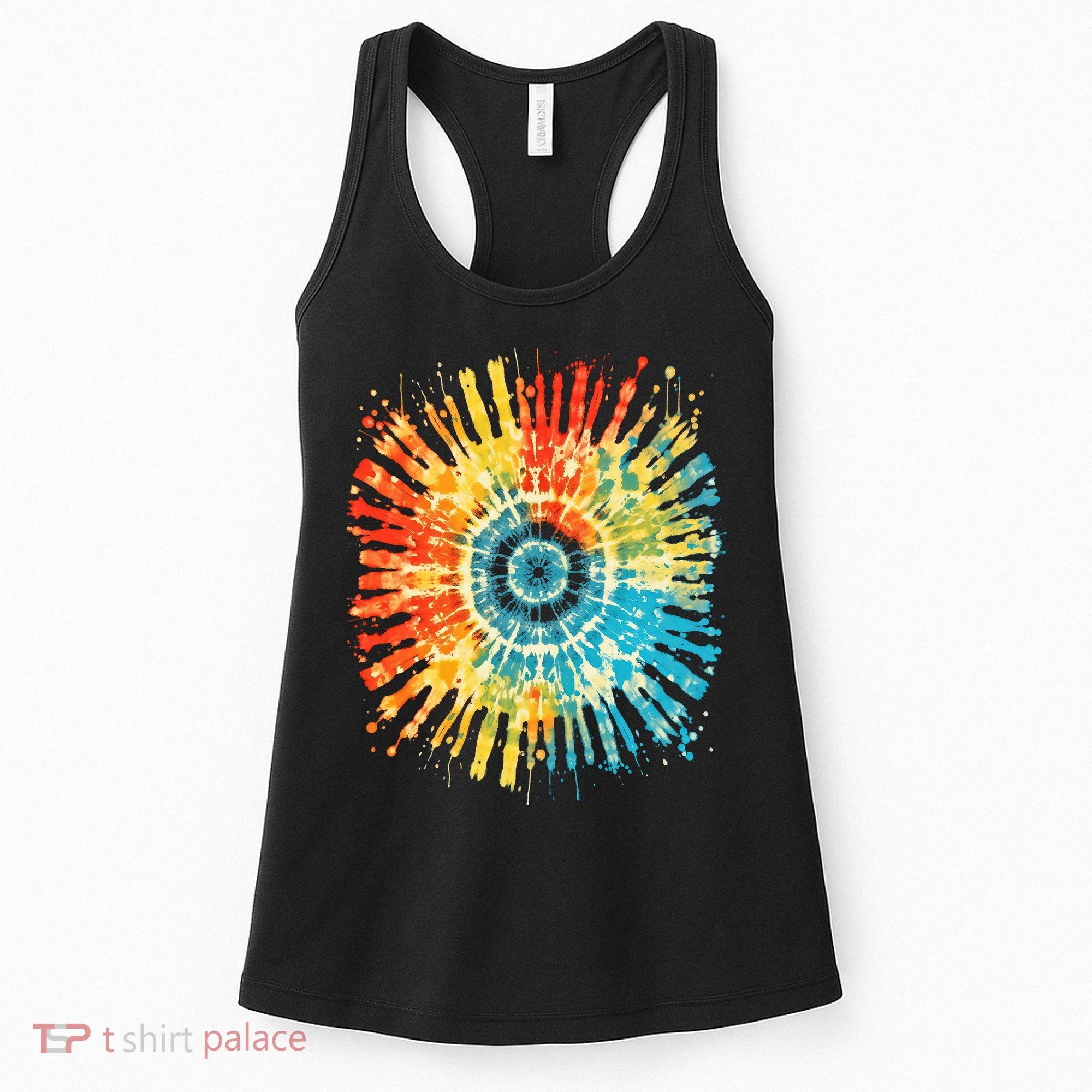 Retro Tie Dye 60s 70s Hippie Aesthetic Graphic Art 100 Women's Tank Top