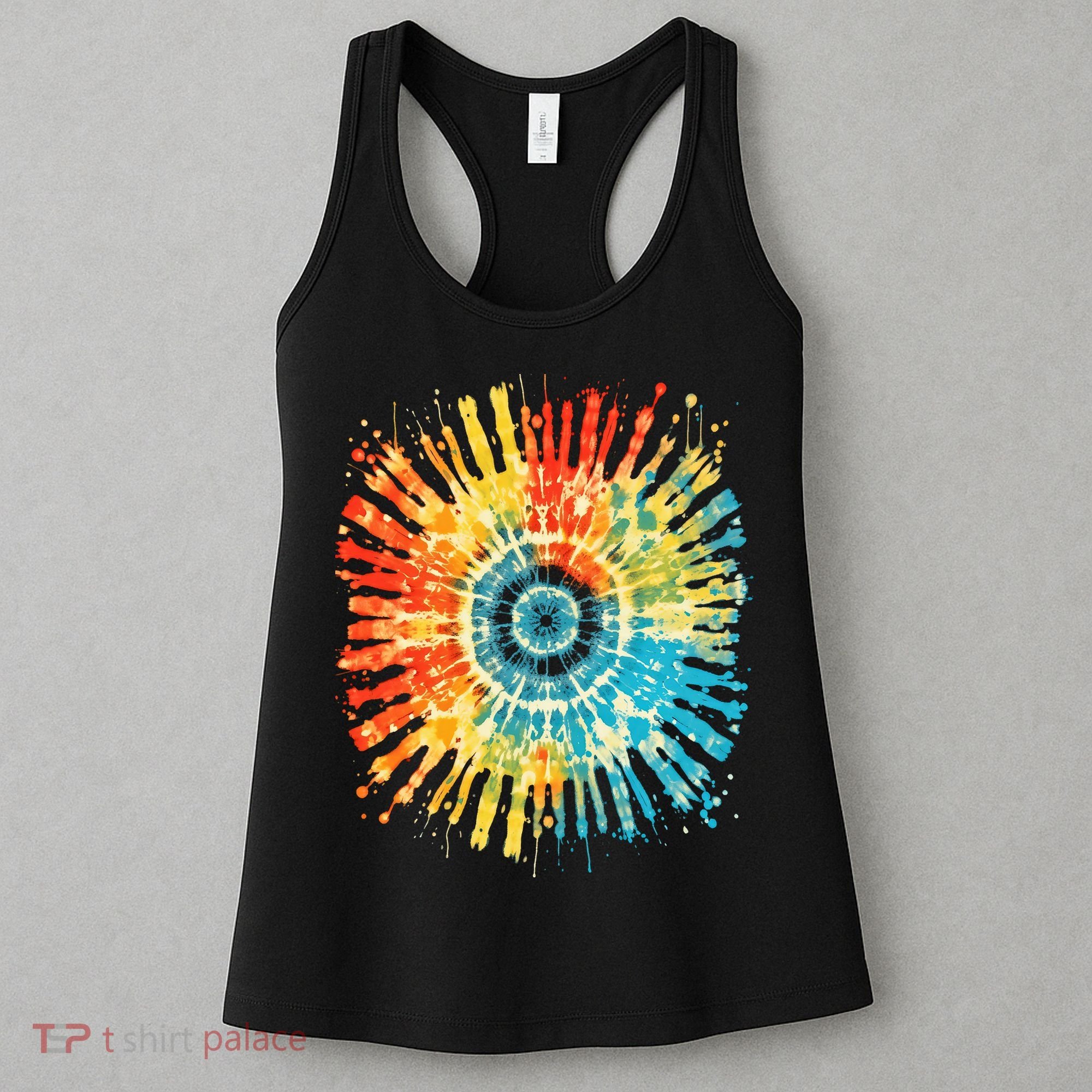 Retro Tie Dye 60s 70s Hippie Aesthetic Graphic Art 100 Women's Tank Top