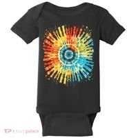Retro Tie Dye 60s 70s Hippie Aesthetic Graphic Art 100 Baby Bodysuit thumb 0