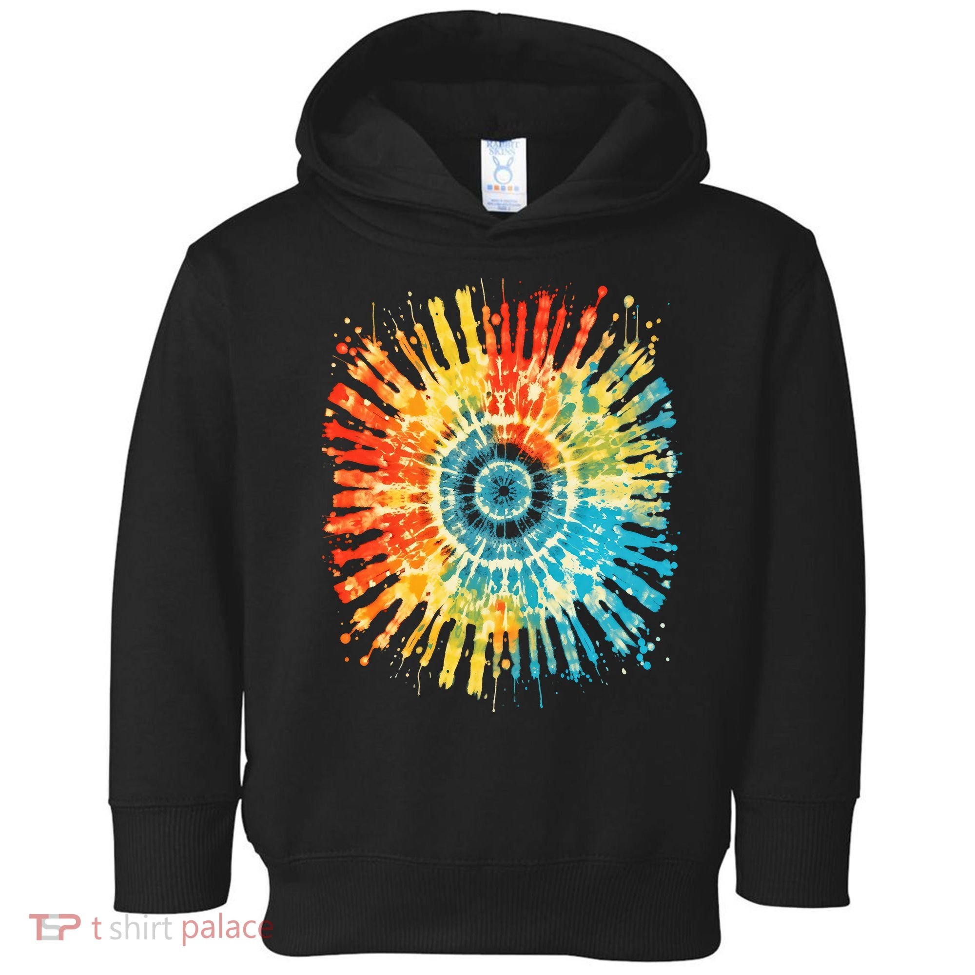 Retro Tie Dye 60s 70s Hippie Aesthetic Graphic Art 100 Toddler Hoodie