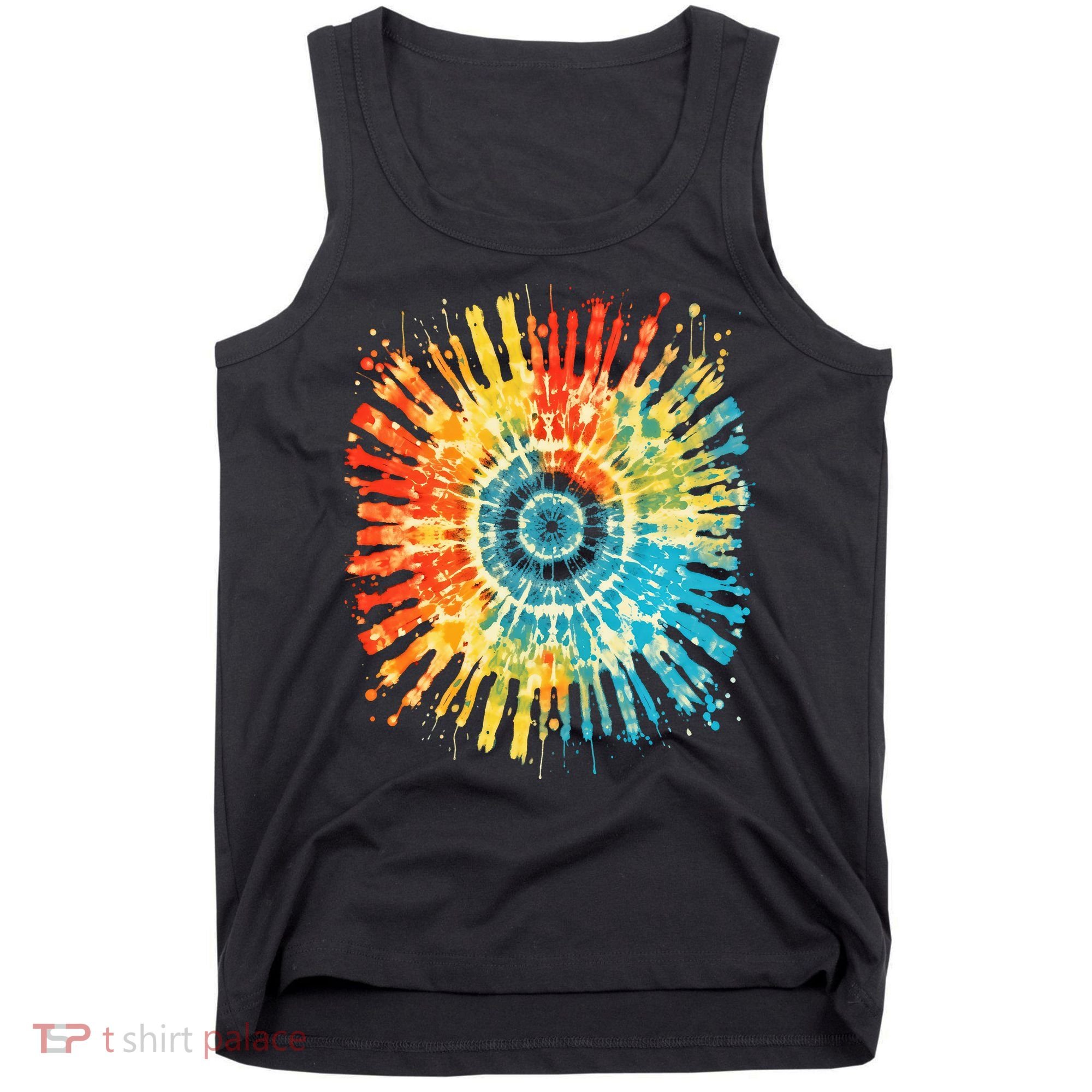Retro Tie Dye 60s 70s Hippie Aesthetic Graphic Art 100 Tank Top