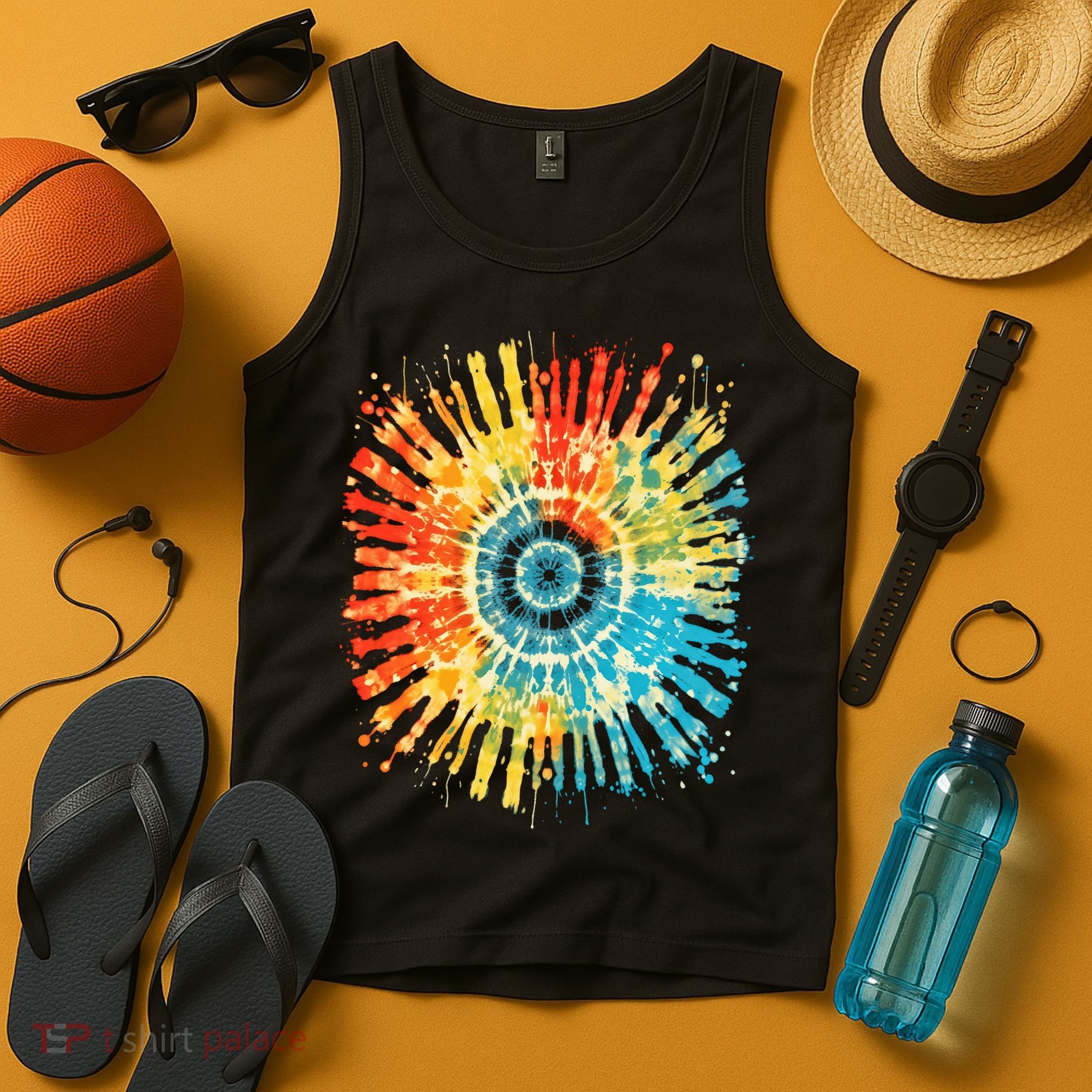 Retro Tie Dye 60s 70s Hippie Aesthetic Graphic Art 100 Tank Top