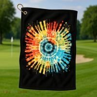 Retro Tie Dye 60s 70s Hippie Aesthetic Graphic Art 100 Golf Towel thumb 1