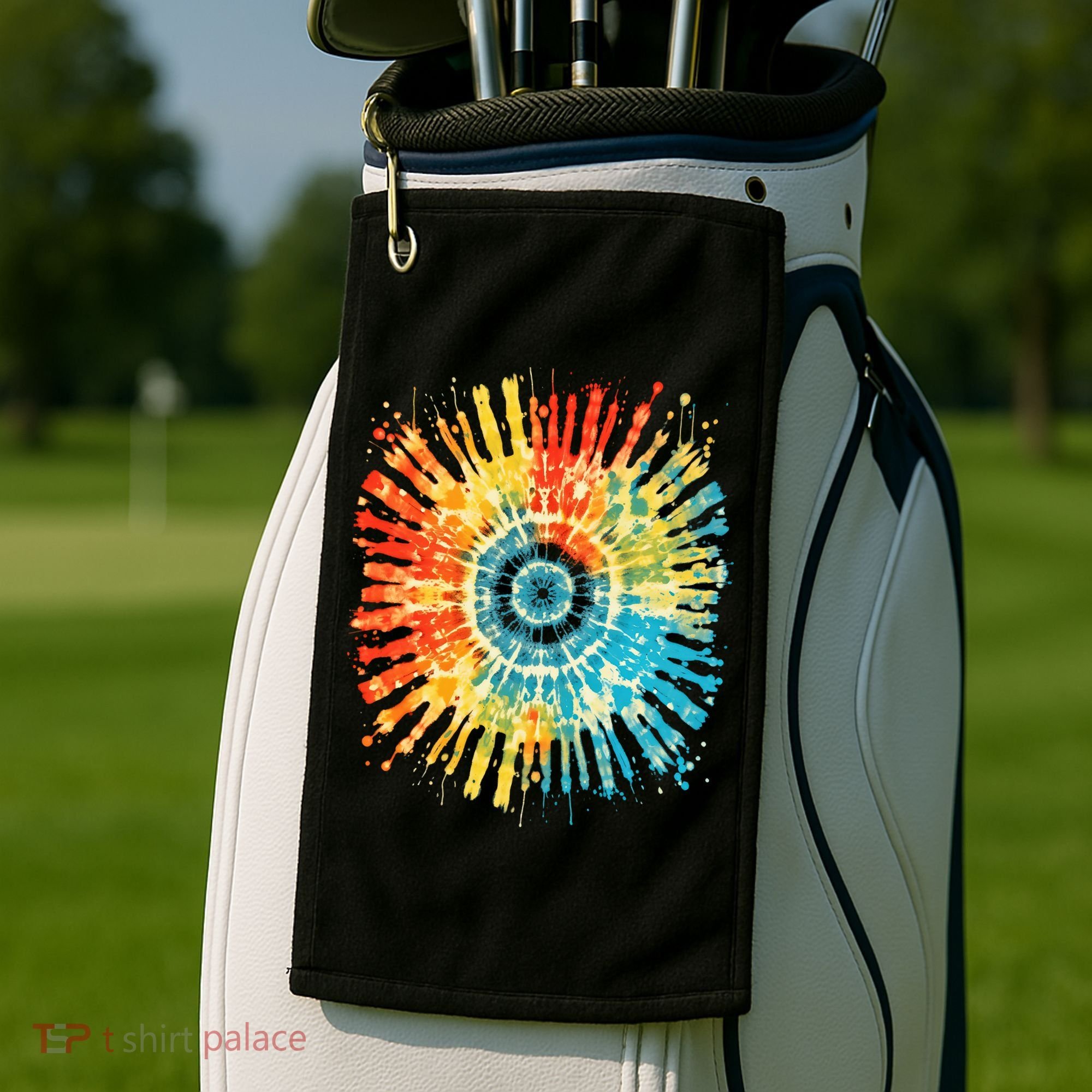 Retro Tie Dye 60s 70s Hippie Aesthetic Graphic Art 100 Golf Towel