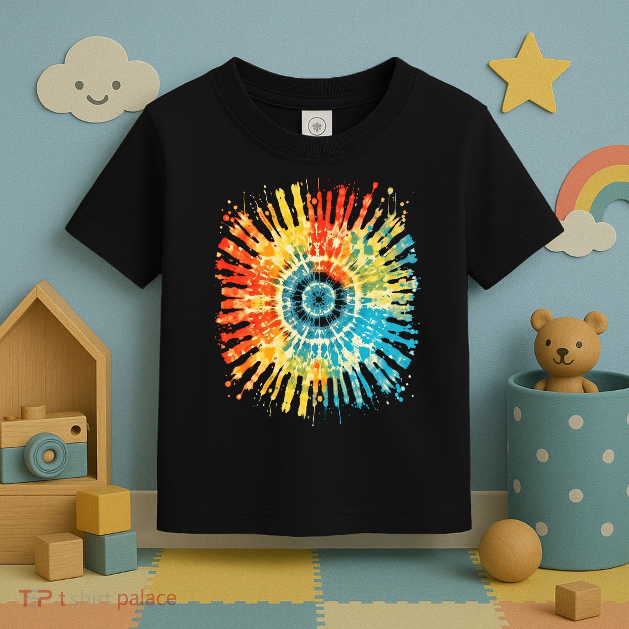 Retro Tie Dye 60s 70s Hippie Aesthetic Graphic Art 100 Toddler T-Shirt