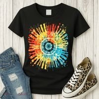 Retro Tie Dye 60s 70s Hippie Aesthetic Graphic Art 100 Women's T-Shirt thumb 3