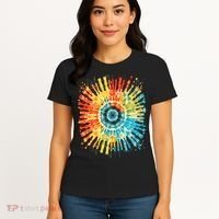 Retro Tie Dye 60s 70s Hippie Aesthetic Graphic Art 100 Women's T-Shirt thumb 4
