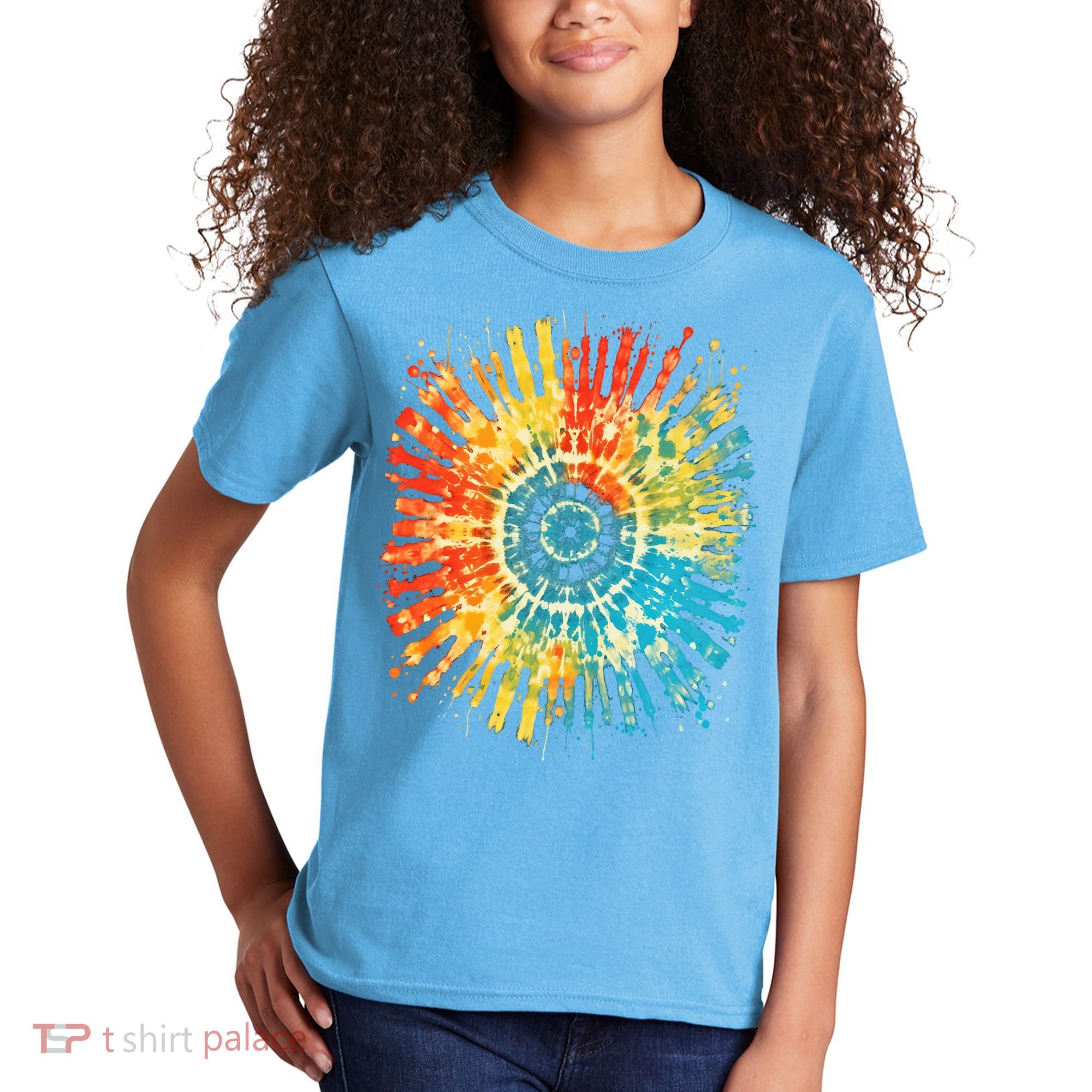 Retro Tie Dye 60s 70s Hippie Aesthetic Graphic Art 100 Kids T-Shirt