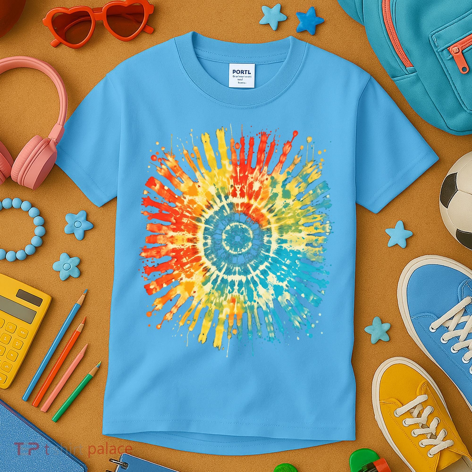 Retro Tie Dye 60s 70s Hippie Aesthetic Graphic Art 100 Kids T-Shirt