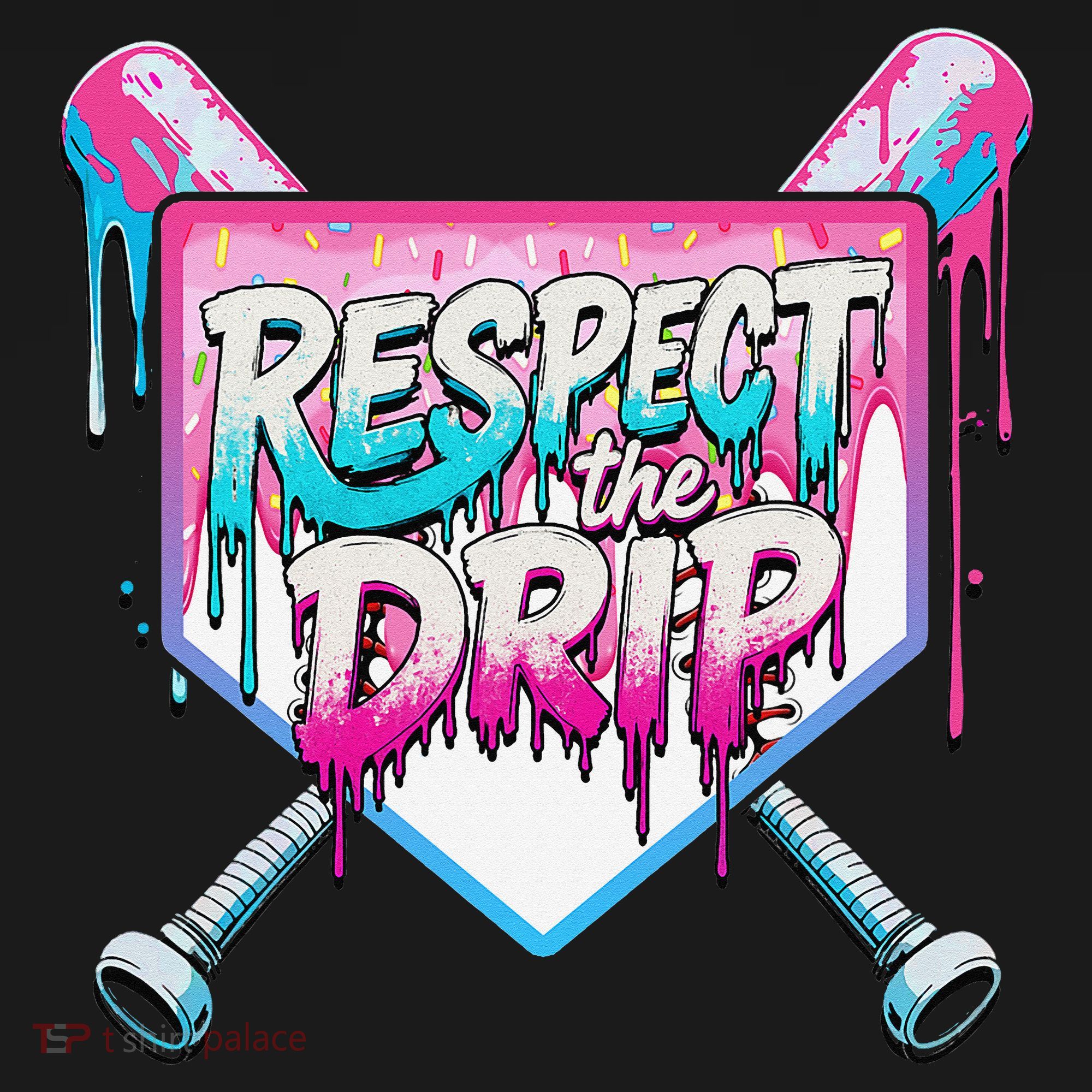 Respect The Drip Ice Cream Dripping Baseball Home Plate USA-Made Doggie Bandana