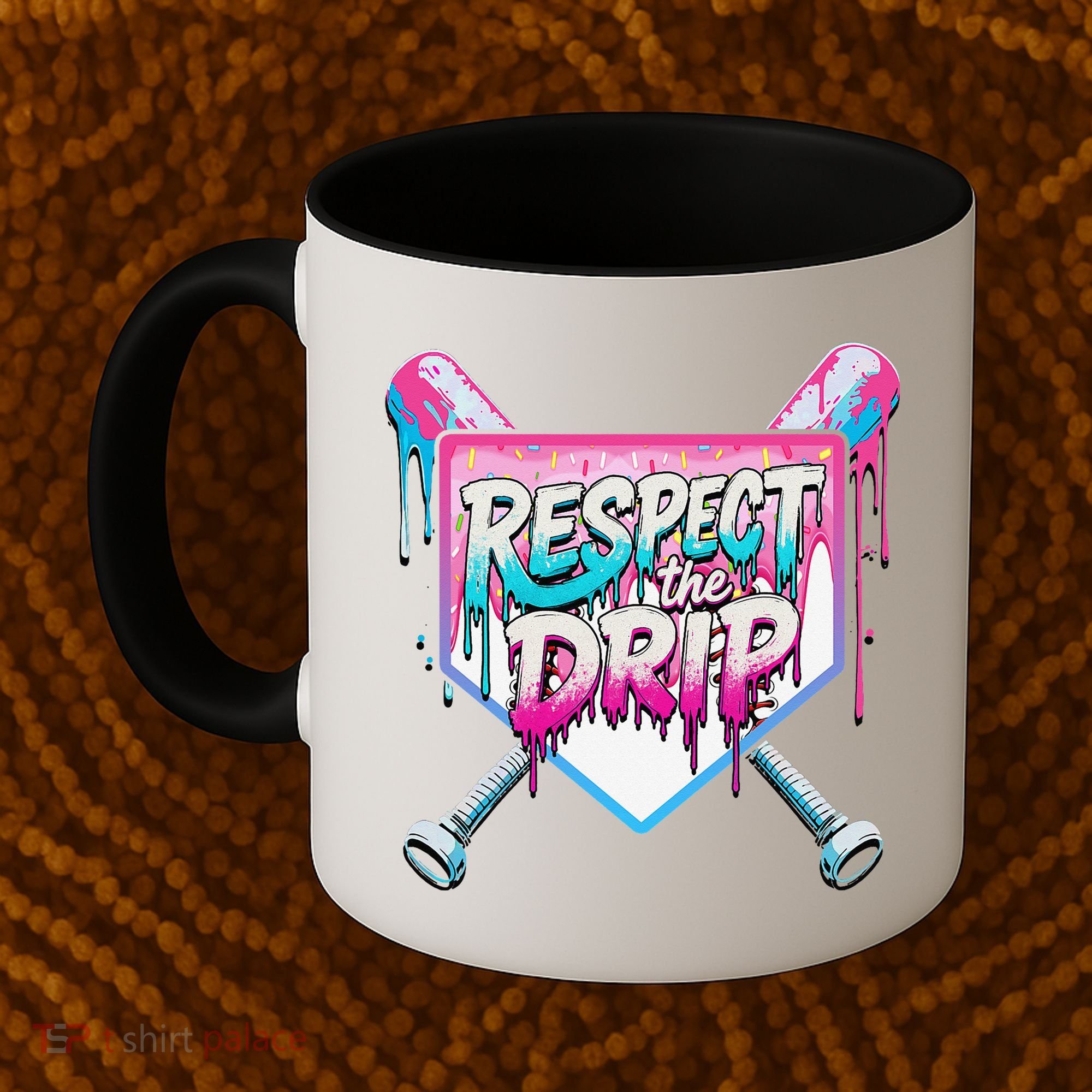 Respect The Drip Ice Cream Dripping Baseball Home Plate Coffee Mug