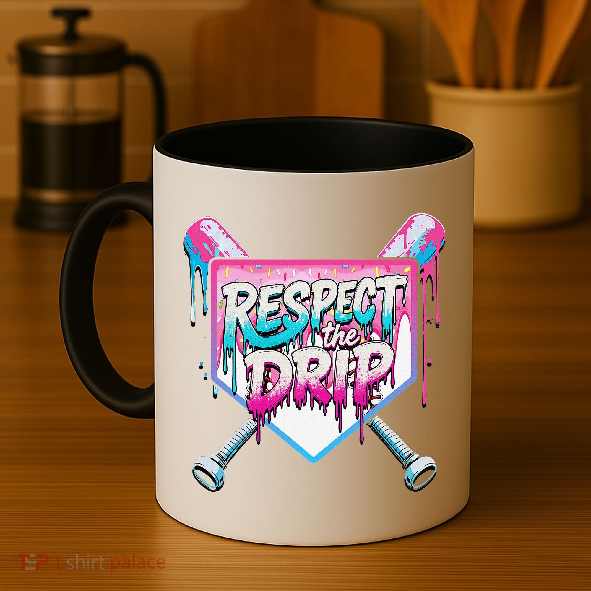 Respect The Drip Ice Cream Dripping Baseball Home Plate Coffee Mug